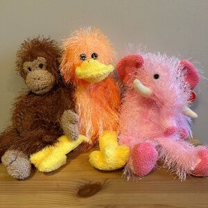 TY Punkies - Lot of 3 Beanie Babies 2002 Flipflop Pipsqueak Zig-Zag